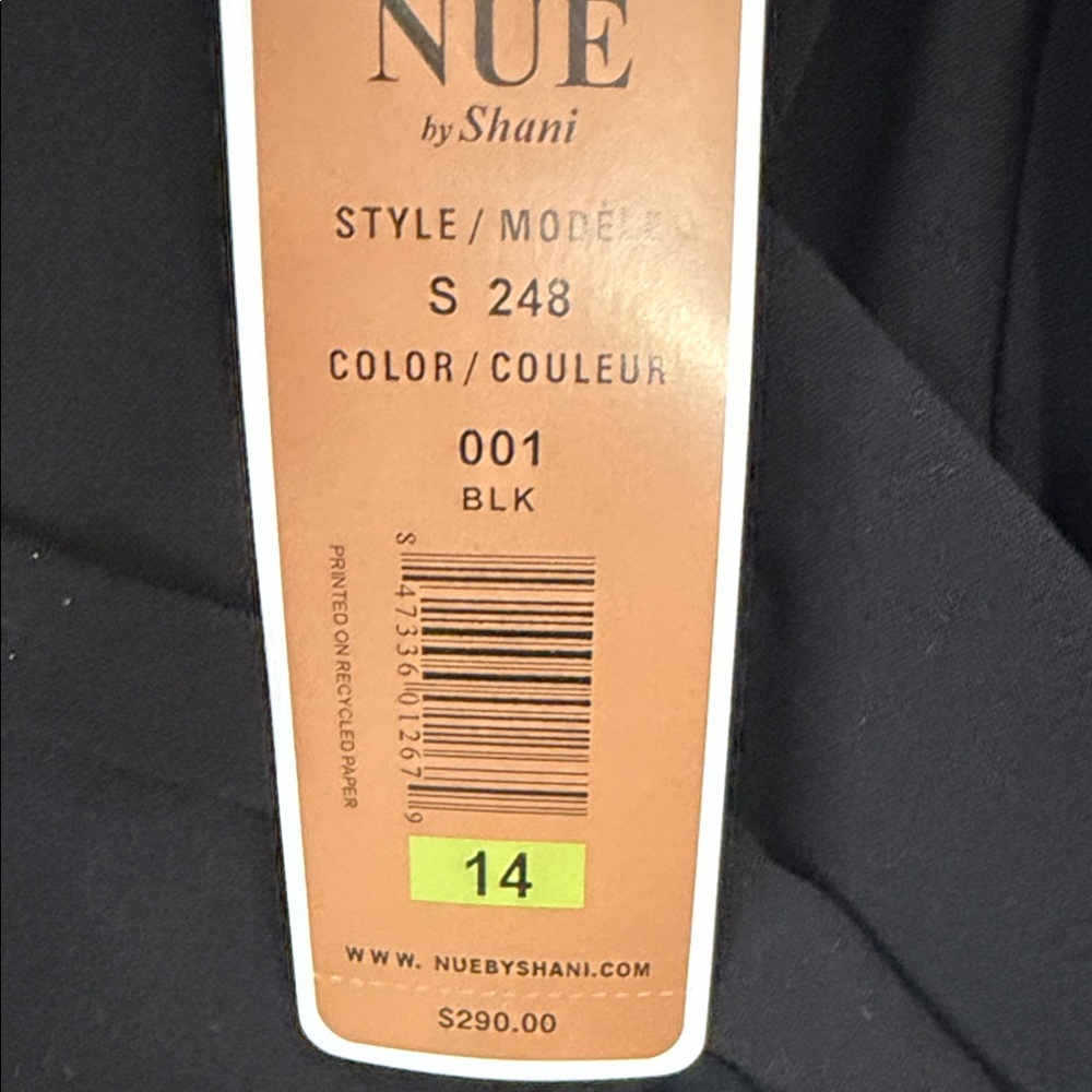 Nue by Shani Shapewear Lined Black V-Neck, Knit Sleeves Belted Midi Dress NWT - Picture 10 of 13
